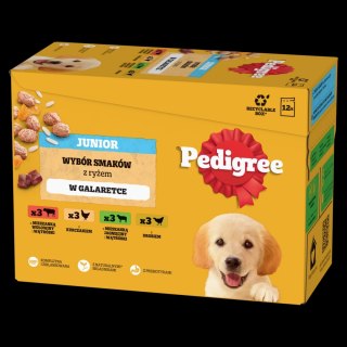Pedigree Mokra Karma Dla Szczeniąt Mix Smaków Kurczak Z Ryżem, Jagnięcina Z Ryżem, Drób Z Ryżem I Wołowina Z Ryżem W Galaretce 1