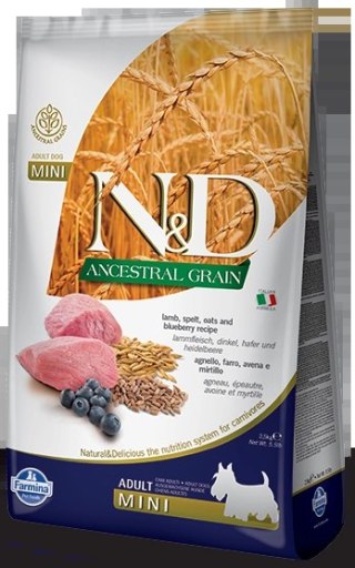 Farmina N&D Ancestral Grain Canine Adult Mini Lamb&Blueberry 7kg