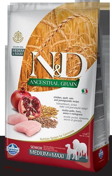 Farmina N&D Ancestral Grain Canine Senior Medium&Maxi Chicken&Pomegranate 12kg