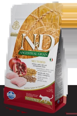 Farmina N&D Ancestral Grain Feline Neutered Chicken&Pomegranate 5kg