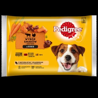 Pedigree Mokra Karma Dla Dorosłych Psów W Sosie (Z Wołowiną I Jagnięciną, Z Indykiem I Marchewką) 4x100g