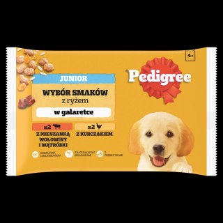 Pedigree Mokra Karma Dla Szczeniąt W Galaretce (Z Kurczakiem I Ryżem, Z Wołowiną I Ryżem) 4x100g