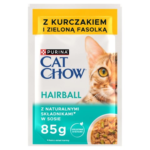 Purina Cat Chow Hairball Karma Z Kurczakiem I Zieloną Fasolką W Sosie 85g