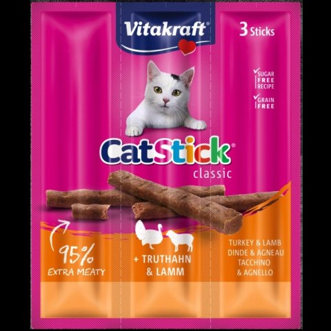 Vitakraft Cat Stick Mini Kabanosy Indyk Z Jagnięciną 3x18g
