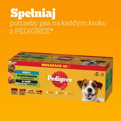 Pedigree Mokra Karma Dla Dorosłych Psów Saszetka Mix Smaków (Z Kurczakiem I Warzywami, Z Wołowiną I Warzywami, Z Indykiem I Marc