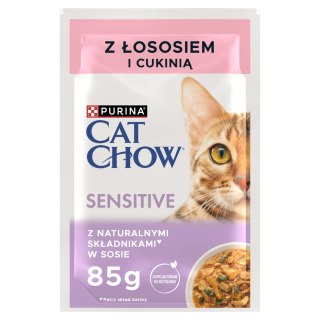 Purina Cat Chow Sensitive Karma Z Łososiem I Cukinią W Sosie 85g