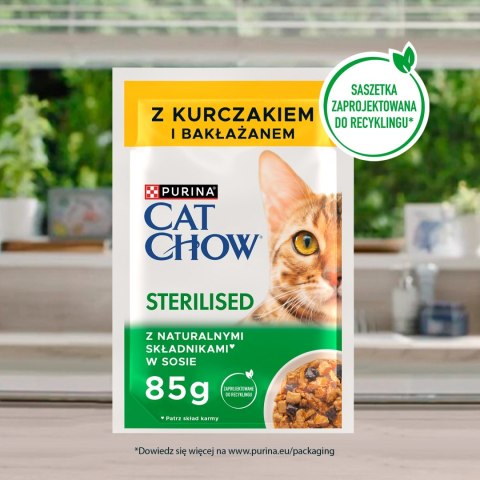 Purina Cat Chow Sterilised Karma Z Kurczakiem I Bakłażanem W Sosie 85g
