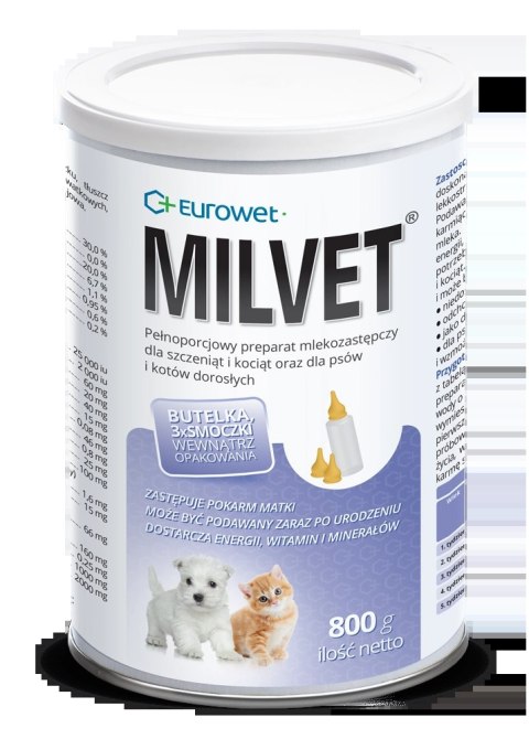 Eurowet Milvet Mleko Zastępcze Dla Szczeniąt I Kociąt 800g