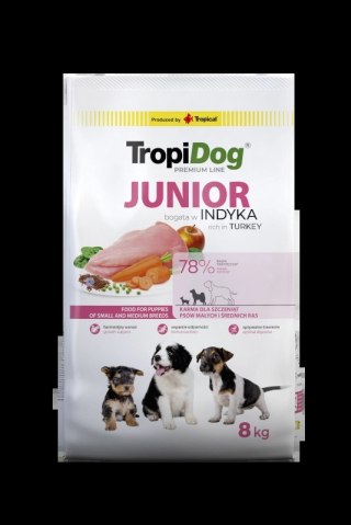 Tropidog Premium Junior Small And Medium Breeds Łosoś Z Ryżem 8kg