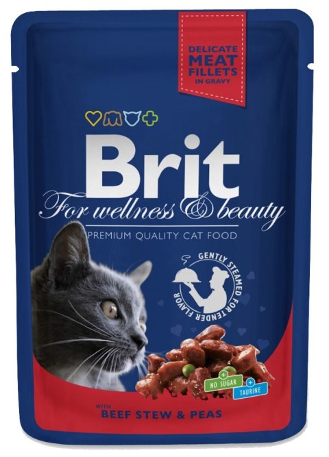 Brit Premium Cat Dla Kotów Dorosłych Z Wołowiną I Groszkiem 100g