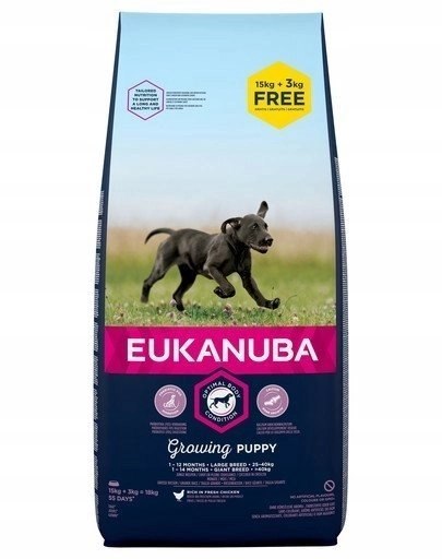 Eukanuba Puppy&Junior Large Breed 15kg + 3kg GRATIS
