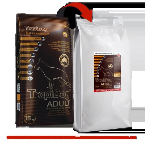 Tropidog Super Premium Adult Medium & Large Breed Jagnięcina Z Ryżem 15kg