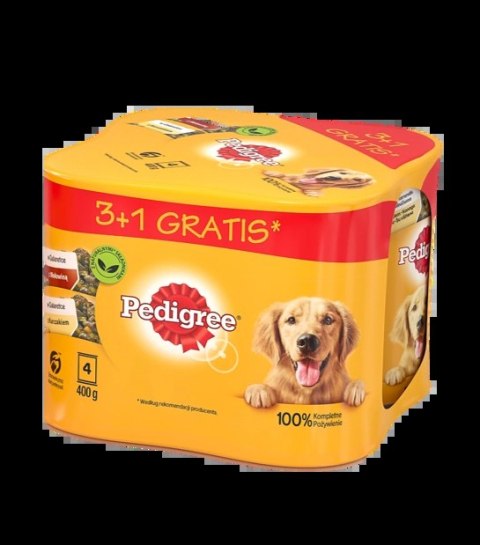 Pedigree Adult 3+1 Puszka Mokra Karma Dla Psów W Galaretce (2x Z Kurczakiem, 2x Z Wołowiną) 4x400g