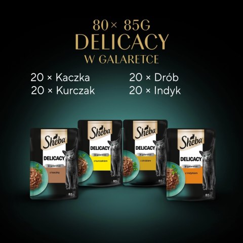 Sheba Delicacy Drobiowe Smaki W Galaretce, Z Kaczką, Z Kurczakiem, Z Drobiem, Z Indykiem 80x85g