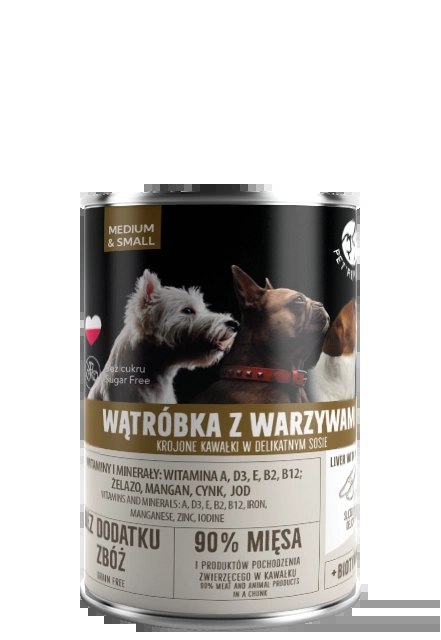 PetRepublic Wątróbka Z Warzywami Krojone Kawałki W Delikatnym Sosie 400g