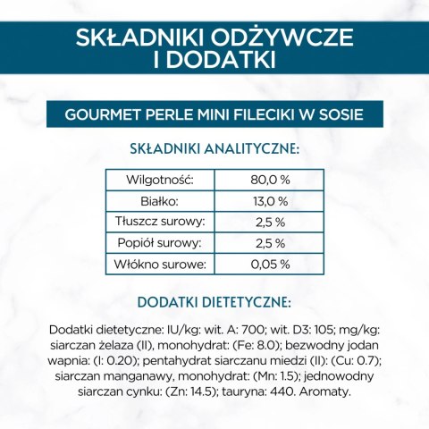 GOURMET Perle karma dla dorosłych kotów Mini Fileciki w sosie 4x85g