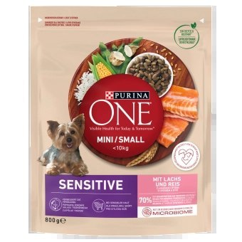 PURINA ONE Mini Delicate Łosoś, ryż - sucha karma dla psa - 800 g