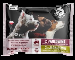 PetRepublic saszetki dla psa małe rasy wołowina - jagnięcina 4x100g