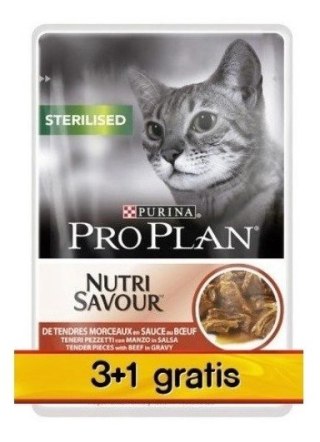 Purina Pro Plan Sterilised Wołowina 4x85g (3+1 GRATIS)
