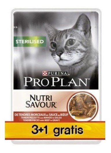 Purina Pro Plan Sterilised Wołowina 4x85g (3+1 GRATIS)