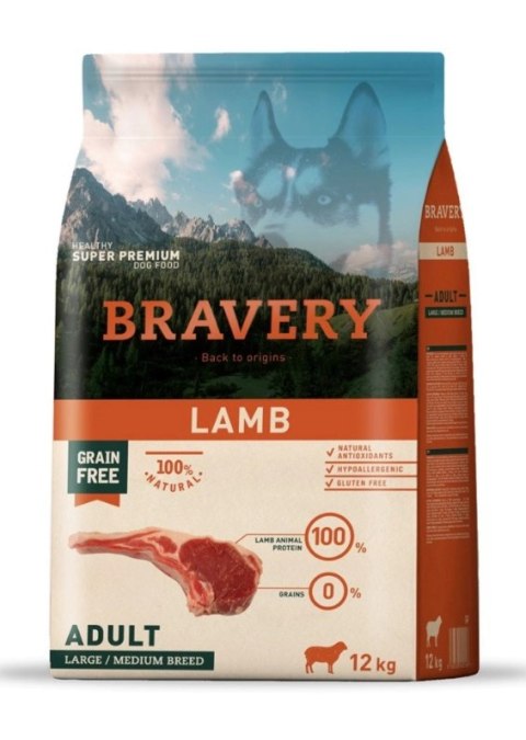 Bravery Grain Free Adult Medium Large Lamb 12kg