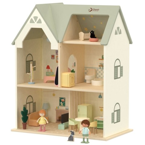 CLASSIC WORLD Wielki Drewniany Domek dla Lalek z mebelkami