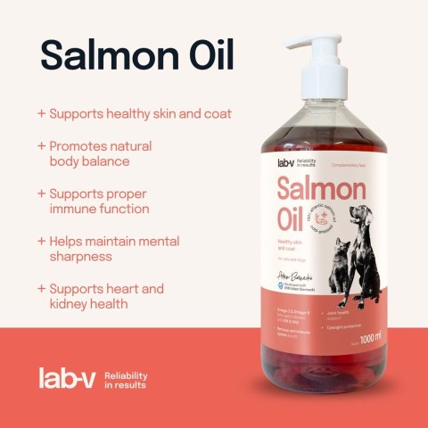 Lab-v Olej Z Łososia 100% Dla Psa i Kota 1000ml