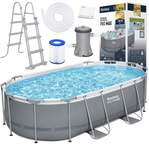 Basen stelażowy 427x250x100cm Bestway 8w1 pompa drabinka 56620