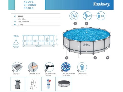 Bestway Basen STELAŻOWY 4,27m x 1,07m 11w1 56950