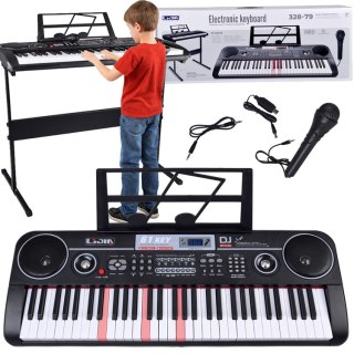 Keyboard 61 Klawiszy Podświetlane Stojak Mikrofon Organy Edukacyjne IN0187