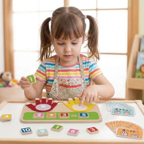 TOOKY TOY Drewniana Edukacyjna Zabawka do Nauki Liczenia na Palcach Dodawanie i Odejmowanie