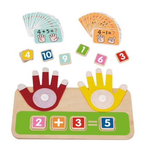 TOOKY TOY Drewniana Edukacyjna Zabawka do Nauki Liczenia na Palcach Dodawanie i Odejmowanie