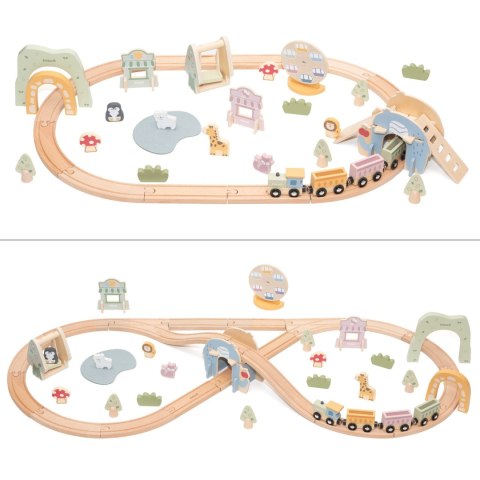 VIGA Drewniana Kolejka Dla Dzieci Tor 62 elementy