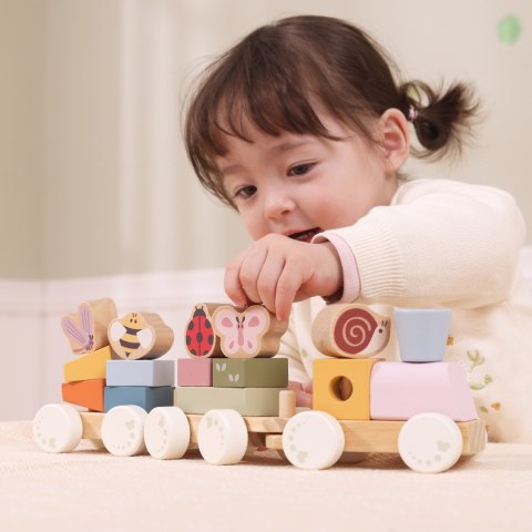 VIGA Drewniany Wiosenny Pociąg Edukacyjny 18 Elementów