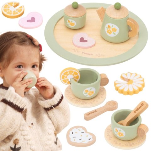 VIGA Drewniany Wiosenny Serwis Do Herbaty-15 elementów