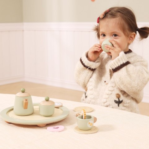 VIGA Drewniany Wiosenny Serwis Do Herbaty-15 elementów