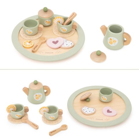 VIGA Drewniany Wiosenny Serwis Do Herbaty-15 elementów
