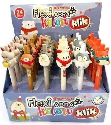 Długopis ścieralny automatyczny Flexi Abra Kolori Klik Christmas Forest niebieski TT8825 Penmate
