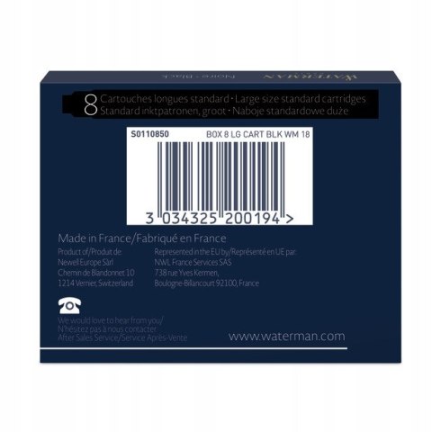 Naboje WATERMAN (8szt.) czarne S0110850