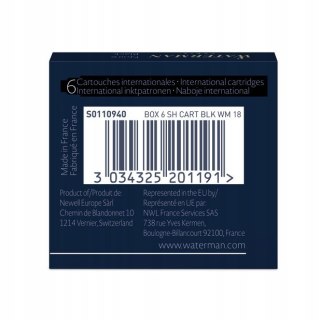 Naboje krótkie WATERMAN (6 sztuk) czarne 2052011 / S0110940