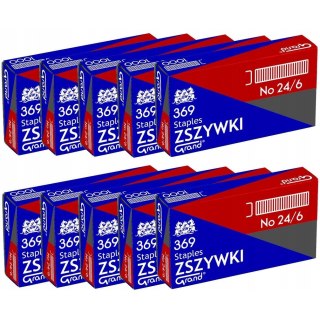 Zszywki biurowe 24/6 369 (10 paczek x 1000 sztuk) do zszywaczy 110-1388 GRAND