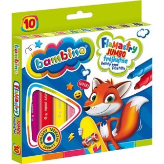 Flamastry trójkątne dla dzieci Jumbo Zestaw 10 kolorów Pisaki Mazaki BAMBINO St.Majewski