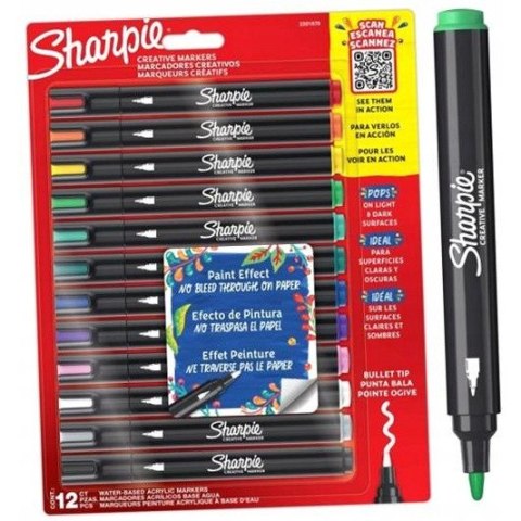 Markery artystyczne akrylowe SHARPIE (12 kolorów) 2201070