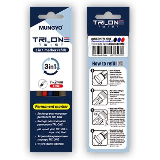 Wkłady do markera permanentnego 3w 1 ( 3 kolory) TT9011 MUNGYO