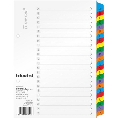 Przekładki alfabetyczne do segregatora A5 A-Z laminowane TRY-05-02 BIURFOL