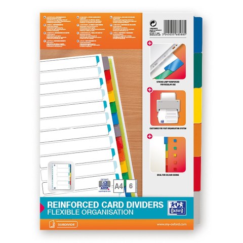 Przekładki kartonowe A4 MYLAR 1-6 kolor OXFORD 100204976