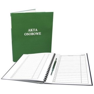 Teczka akt osobowych ABCDE okładka twarda, binda wew. bez treści, zielona 1824-339-140 WARTA