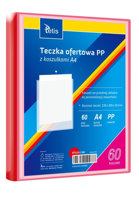 Teczka ofertowa A4 PP 60 koszulek CZERWONA BT630-C60 TETIS