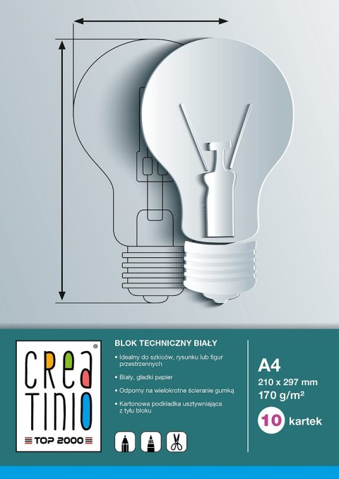 Blok rysunkowy szkolny A3 kolorowy 10 kartek 80g CREATINIO 400176666 TOP 2000