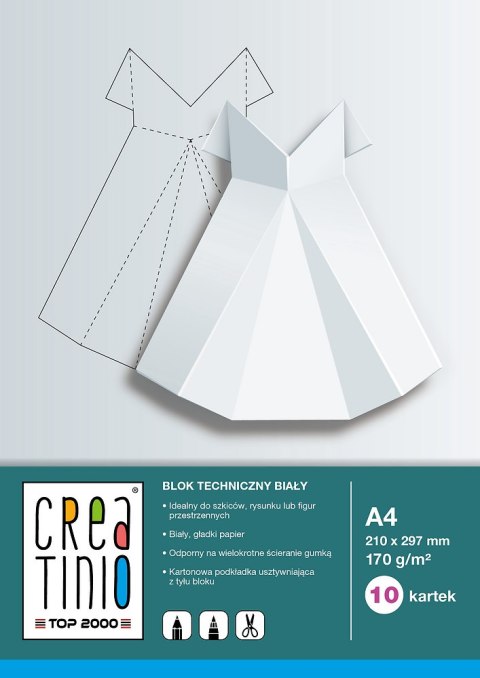Blok rysunkowy szkolny A3 kolorowy 10 kartek 80g CREATINIO 400176666 TOP 2000